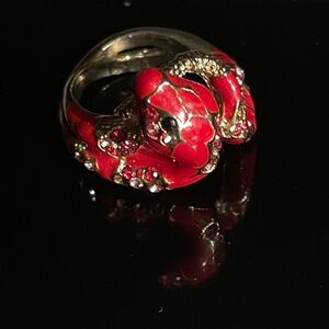 Elegant Red and Gold Snake Ring